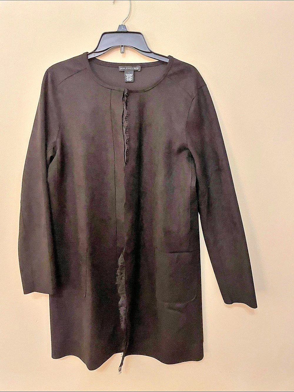 Joan Vass Black Long Sleeve Coat Size Large